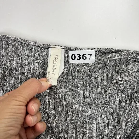 Freshmint USA Womens Wrap Dress Size XL Knee Gray V-Neck Knit 3/4 Sleeve Zipper - Picture 9 of 10